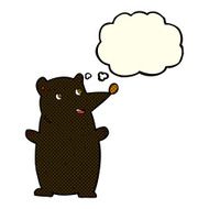 funny cartoon black bear with thought bubble N9