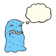 cartoon gross ghost with thought bubble N18