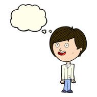 cartoon happy surprised boy with thought bubble N5