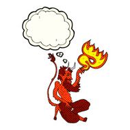 cartoon traditional devil with thought bubble N4