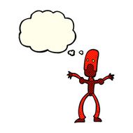 cartoon funny robot with thought bubble N37