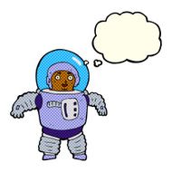 cartoon space man with thought bubble N10