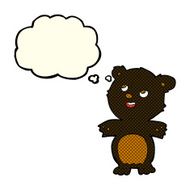 cartoon happy little black bear with thought bubble N7