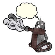 cartoon tank robot with thought bubble N5