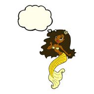 cartoon pretty mermaid with thought bubble N20