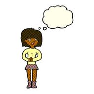 cartoon friendly woman with thought bubble N33