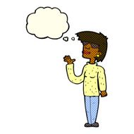 cartoon woman wearing spectacles with thought bubble N21