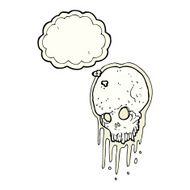 cartoon scary skull with thought bubble N12