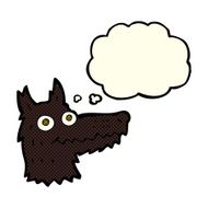 cartoon wolf head with thought bubble N10