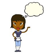 cartoon maid with thought bubble N19