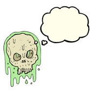 cartoon slimy skull with thought bubble N2