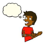 cartoon man with tattoos thought bubble N6