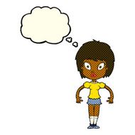 cartoon pretty girl with thought bubble N51