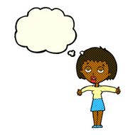 cartoon bored woman with thought bubble N15
