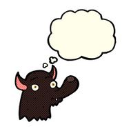 cartoon happy wolf with thought bubble N9