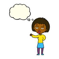 cartoon bored woman with thought bubble N16
