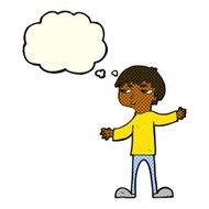 cartoon annoyed boy with thought bubble N21