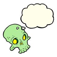 cartoon spooky skull with thought bubble N74