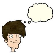 cartoon smiling man with thought bubble N14