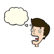 cartoon terrified man with thought bubble N107