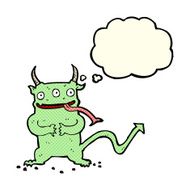 cartoon little demon with thought bubble N14