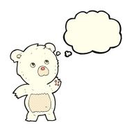 cartoon curious polar bear with thought bubble N3