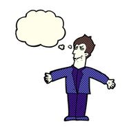 cartoon vampire man with open arms thought bubble N5