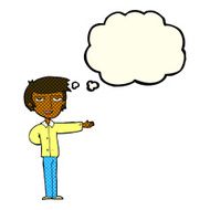 cartoon man gesturing welcome with thought bubble N6