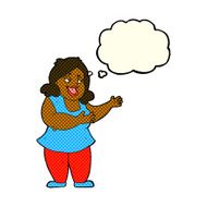 cartoon woman singing with thought bubble N3