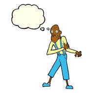 cartoon old man having heart attack with thought bubble N6
