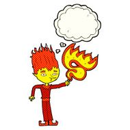 fire spirit cartoon with thought bubble N6