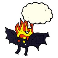 cartoon vampire bat with thought bubble N5
