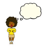 cartoon screaming woman with thought bubble N6