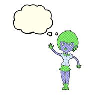 cartoon vampire girl with thought bubble N113