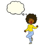 cartoon woman dancing with thought bubble N15