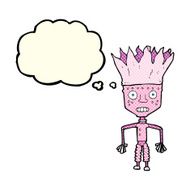 funny cartoon robot wearing crown with thought bubble N2