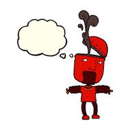 funny cartoon robot with open head thought bubble N5