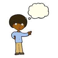 cartoon pointing boy with thought bubble N15