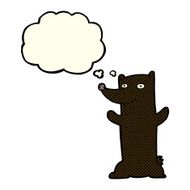 cartoon black bear with thought bubble N29
