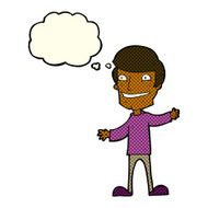 cartoon grinning man with thought bubble N46
