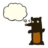 cartoon black bear with thought bubble N30