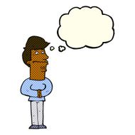 cartoon nervous man with thought bubble N69