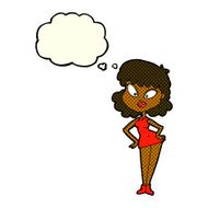 cartoon woman with hands on hips thought bubble N107