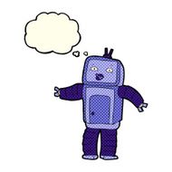 funny cartoon robot with thought bubble N24