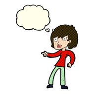 cartoon woman pointing with thought bubble N105