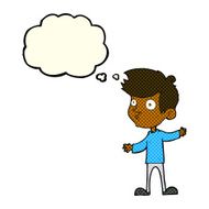 cartoon curious boy with thought bubble N19
