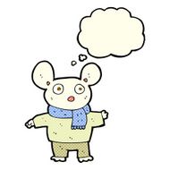 cartoon mouse in clothes with thought bubble N5