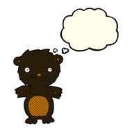 cartoon happy little black bear with thought bubble N8