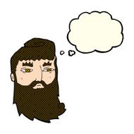 cartoon bearded man with thought bubble N21