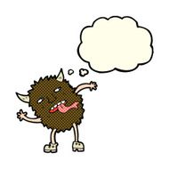 funny cartoon monster with thought bubble N15